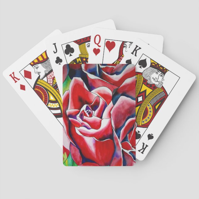 Jeu De Cartes Peinture d'aquarelle rose Roses (dos)
