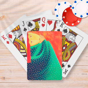 Jeu De Cartes Peinture d'art contemporain Femme pensante