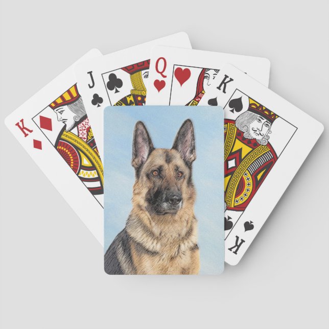 Jeu De Cartes Peinture de berger allemande - Beau art original d (dos)