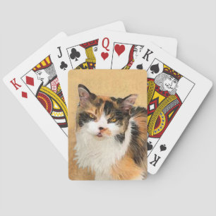 Jeu De Cartes Peinture de chat calico - Art de chat original mig