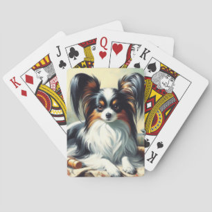 Jeu De Cartes Peinture de chien Papillon vintage