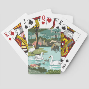 Jeu De Cartes Peinture de style de lac swan rétro par le nombre