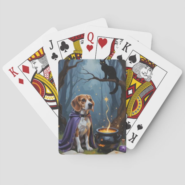 Jeu De Cartes Peinture d'Halloween de chien beagle (dos)