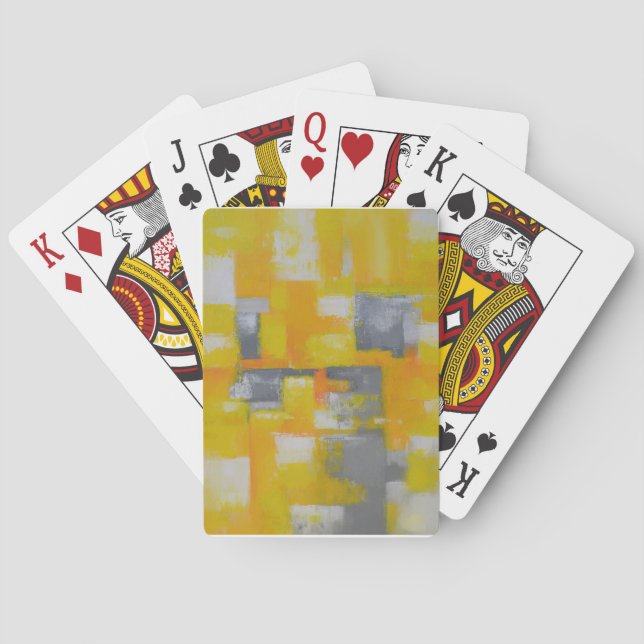 Jeu De Cartes peinture gris jaune blanc abstrait (dos)