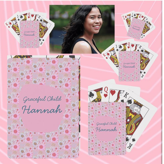 Jeu De Cartes Peinture Motif de marguerite rose et blanche perso (Créateur téléchargé)