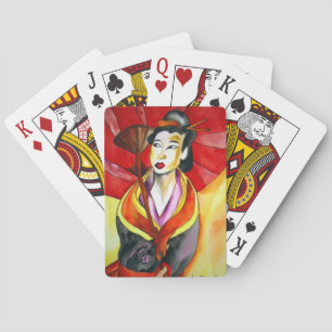 Jeu De Cartes peinture originale d'art Geisha