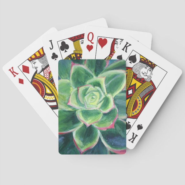 Jeu De Cartes Peinture succulente verte de plante (dos)