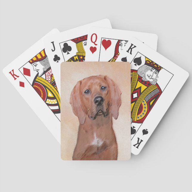 Jeu De Cartes Peinture sur pilon rouge - Belle peinture original (dos)