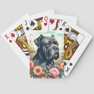 Jeu De Cartes Peinture vintage de chien de corse de canne