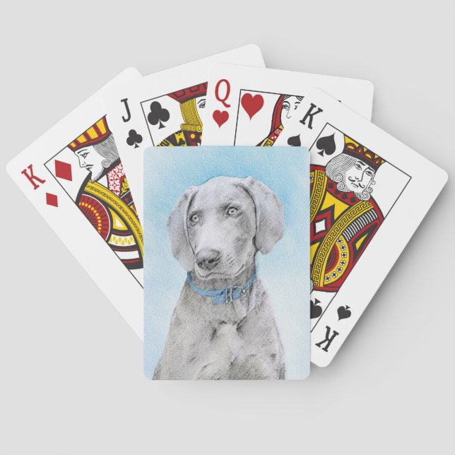 Jeu De Cartes Peinture Weimaraner - Joli art original chien (dos)