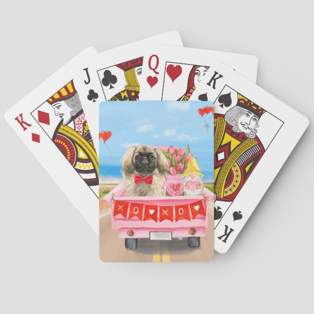 Jeu De Cartes Pekingese Chien Saint Valentin Coeurs de Camion (dos)