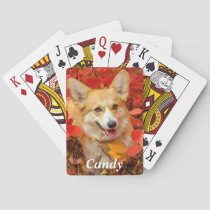 Jeu De Cartes Pembroke Welsh Corgi Chien chiot en Feuille rouge