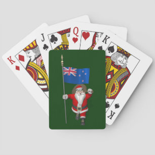 Jeu De Cartes Père Noël Avec L'Ensigne De Nouvelle-Zélande