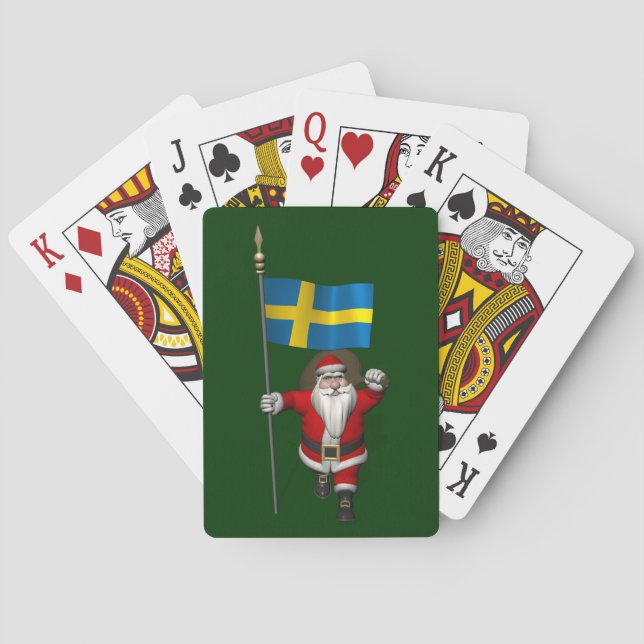 Jeu De Cartes Père Noël Avec L'Ensigne De Suède (dos)