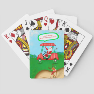 Jeu De Cartes Père Noël drôle avec des rennes jouant au golf