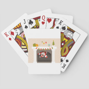 Jeu De Cartes père Noël noire coincée dans une cheminée