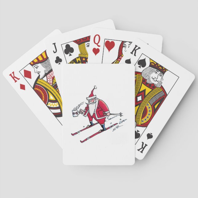 Jeu De Cartes Père Noël Skiing Poker jouer aux cartes (dos)