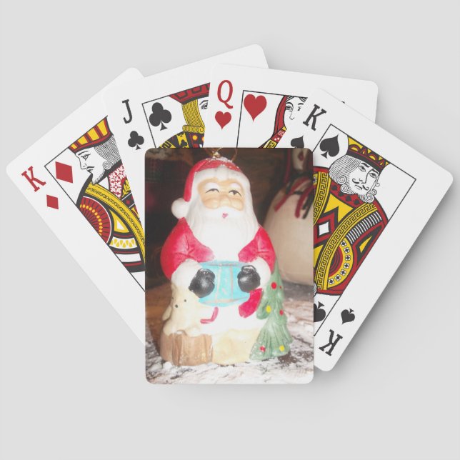 Jeu De Cartes Père Noël vintage amusant avec l'art de la neige I (dos)