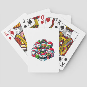 Jeu De Cartes Père Noël's Sushi Delight Funny Festin Art de Noël