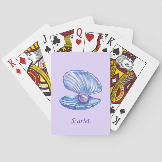 Jeu De Cartes Perle personnalisée de l'océan (violet) (dos)