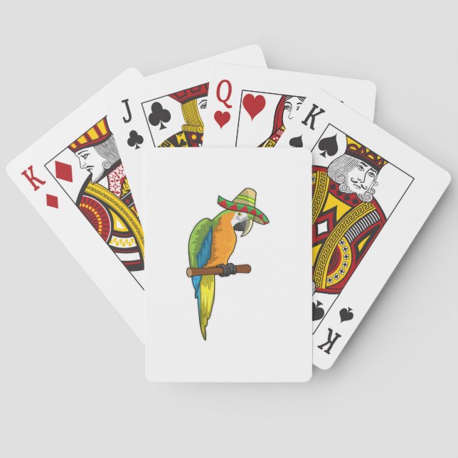 Jeu De Cartes Perroquet avec casquette de paille (dos)