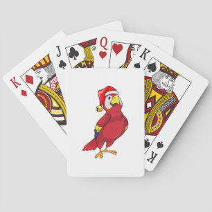 Jeu De Cartes Perroquet avec chapeau de Père Noël