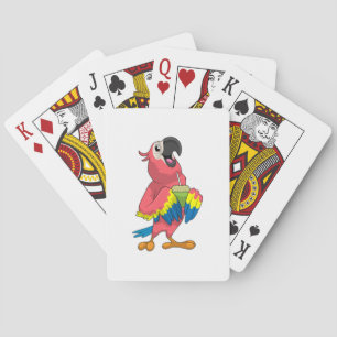 Jeu De Cartes Perroquet et noix de coco avec paille à boire