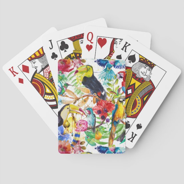Jeu De Cartes Perroquets aquarelles colorés (dos)