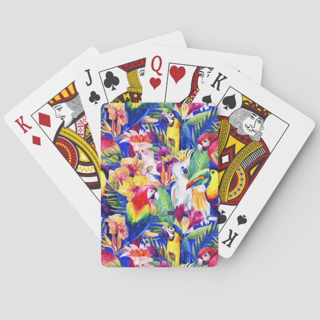 Jeu De Cartes Perroquets d'aquarelle (dos)