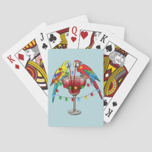 Jeu De Cartes Perroquets Macaw colorés Boire du vin rouge