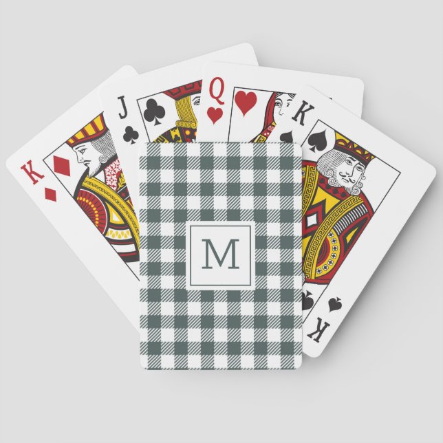 Jeu De Cartes Personalized Green Gingham Plaid Monogram (dos)