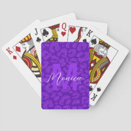 Jeu De Cartes Personalized Name Stylish Purple Glitter Leopard
