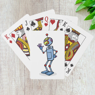 Jeu De Cartes Personnage de robot futuriste rétro faisant signe 