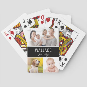 Jeu De Cartes Personnalisé 3 Photos de famille Collage simple