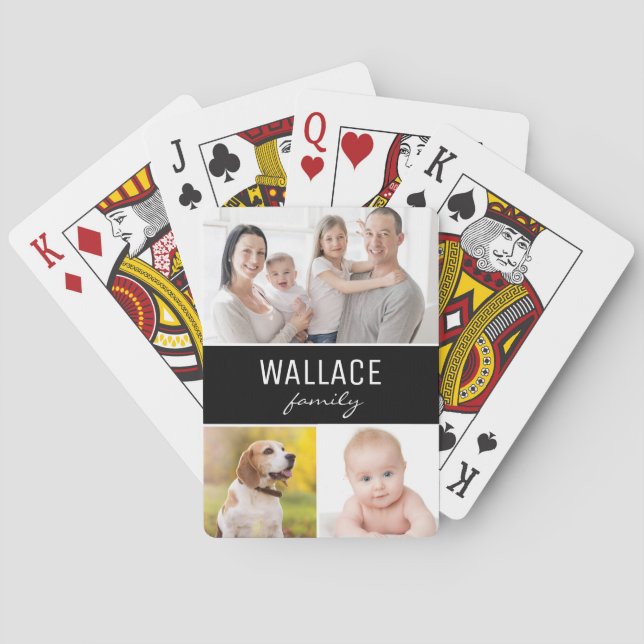 Jeu De Cartes Personnalisé 3 Photos de famille Collage simple (dos)