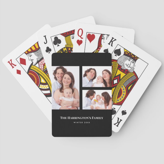 Jeu De Cartes Personnalisé 3 sections Famille Photo Collage Blac (dos)