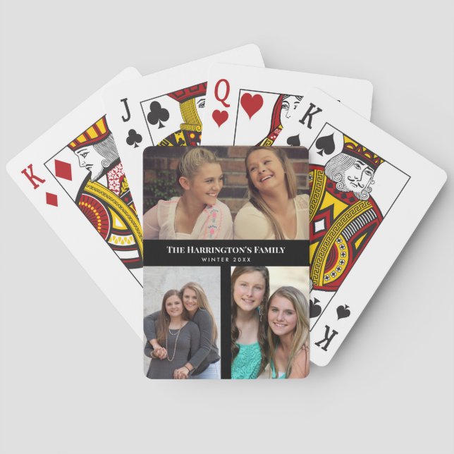 Jeu De Cartes Personnalisé 3 sections Famille Photo Collage Blac (dos)
