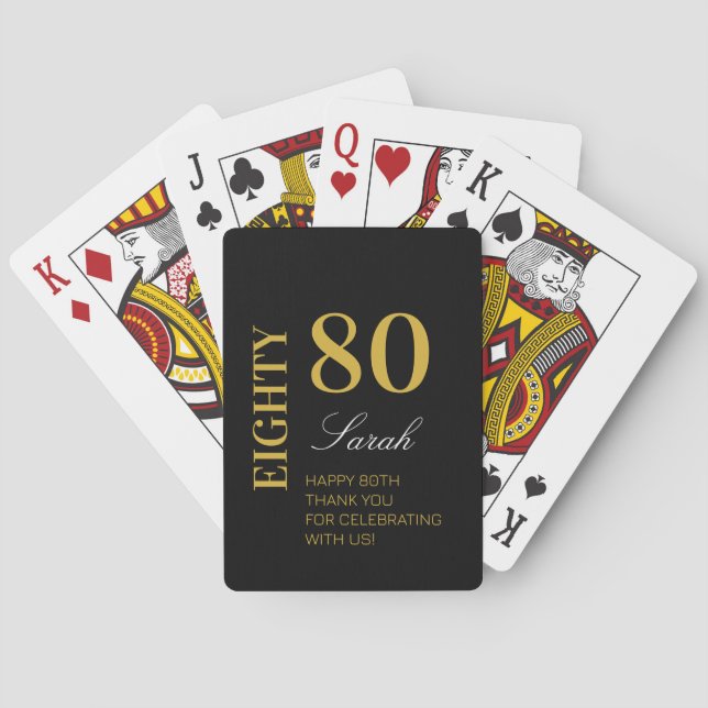 Jeu De Cartes Personnalisé 80e anniversaire Modern Chic Black Go (dos)