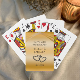 Jeu De Cartes Personnalisé Elégant Golden 50th Anniversaire fave