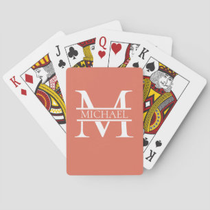 Jeu De Cartes Personnalisé Elegant Terracotta Monogramme et nom