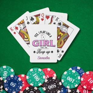 Jeu De Cartes Personnalisé "Je joue comme une fille" Drôle Citat