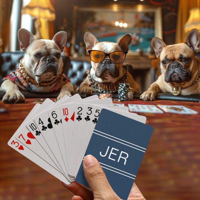 Jeu De Cartes Personnalisé Moderne Simple Monogramme Initial Bic (Créateur téléchargé)