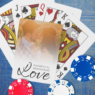 Jeu De Cartes Personnalisé Photo Love Black Script Couple Names 