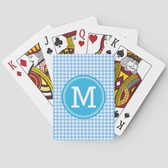 Jeu De Cartes Personnalisez le Monogramme de style Country Blue  (dos)