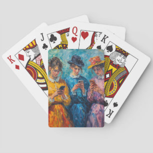 Jeu De Cartes Personnes du 19e siècle utilisant des smartphones