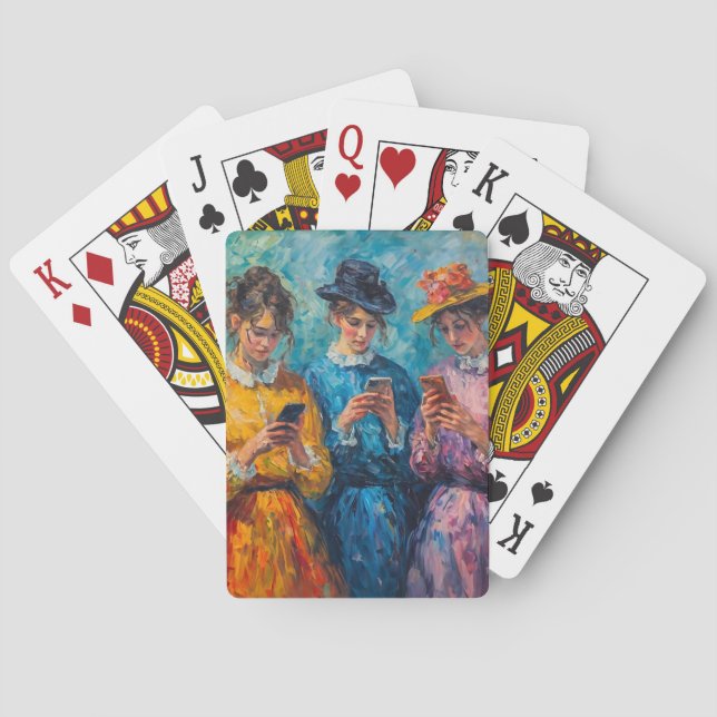 Jeu De Cartes Personnes du 19e siècle utilisant des smartphones (dos)