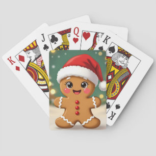 Jeu De Cartes Petit bonhomme en pain d'épices mignon avec un cha