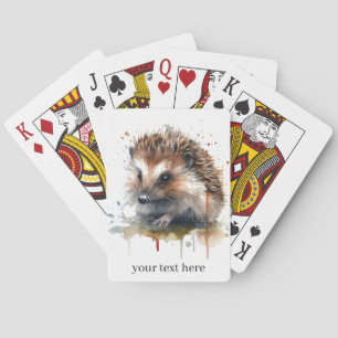 Jeu De Cartes Petit hérisson mignon à l'aquarelle marron