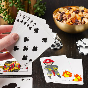 Jeu De Cartes Petit héros pompier éteignant un incendie