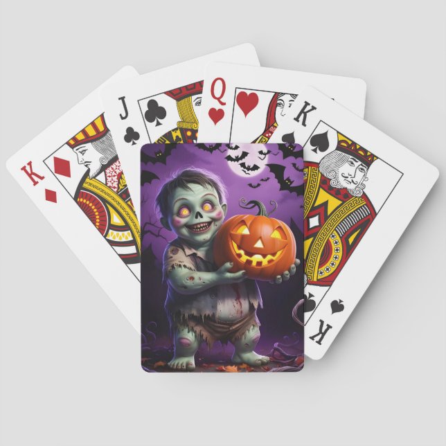 Jeu De Cartes Petit Monstre Vert et ami Citrouille (dos)